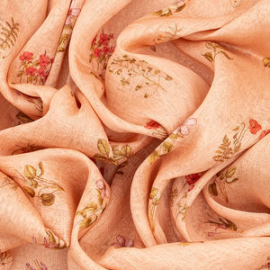 Baby Pink Handloom Printed Linen Saree With Floral Motifs-Baby Pink