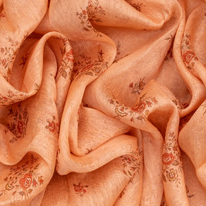 Baby Pink Handloom Printed Linen Saree With Rose Motifs-Baby Pink