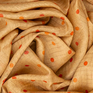 Yellow Handloom Linen Saree With Printed Floral Motifs-Yellow