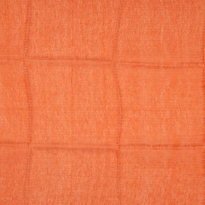 Yellow Handloom Linen Saree With Printed Floral Motifs-Yellow