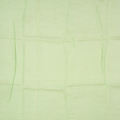 Pista Green Handloom Linen Saree With Printed Floral Motifs-Pista Green