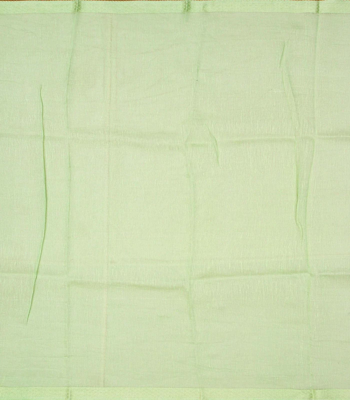 Pista Green Handloom Linen Saree With Printed Floral Motifs-Pista Green