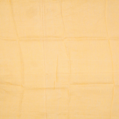 Sandal Handloom Linen Saree With Printed Floral Motifs-Sandal