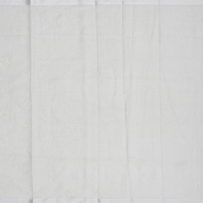 Mint Green Woven Linen Saree With Embroidered Floral Motifs-Mint Green