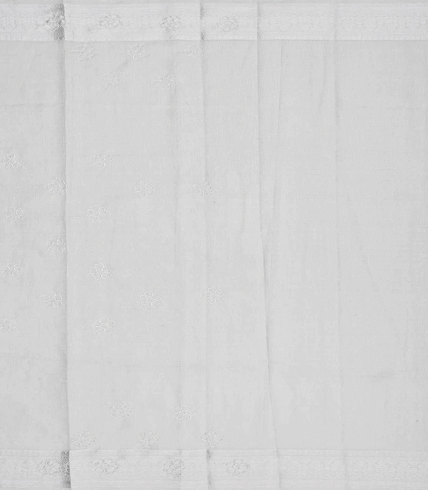 Mint Green Woven Linen Saree With Embroidered Floral Motifs-Mint Green