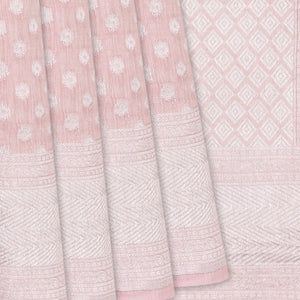 Dusty Pink Handwoven Linen Saree With Coin Motifs-Dusty Pink