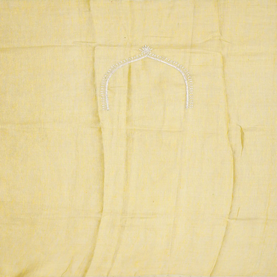 Yellow Woven Linen Saree With Embroidered Floral Motifs-Yellow