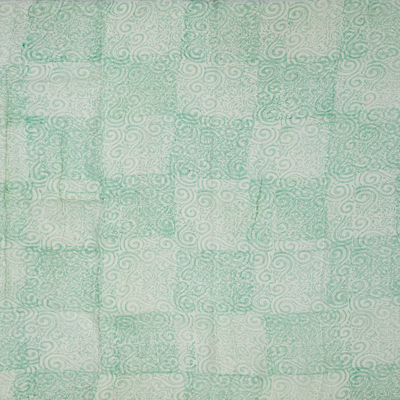 Neon Green Handloom Linen Saree With Printed Lotus Motifs-Neon Green