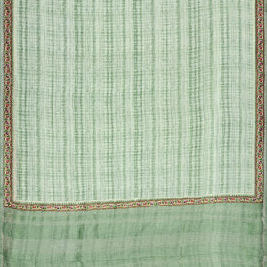 Shadow Green Handloom Linen Saree With Printed  Floral Motifs-Shadow Green