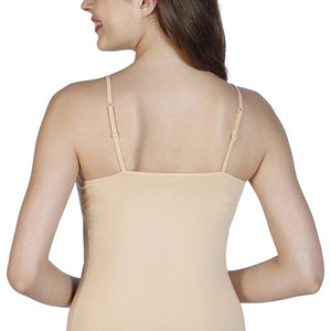 Spaghetti Strap Body Hugging Modal Camisole (Pack of 2) - Black-Nude