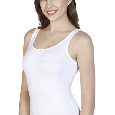 Broad Straps Body Hugging Modal Vest (Pack of 2) - Nude-White