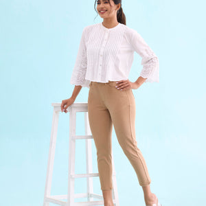 Women Solid Khaki Mid Rise Cropped Jeggings