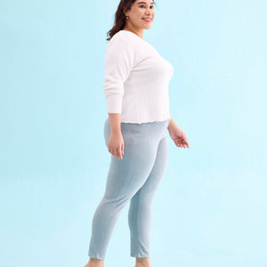 Women Solid Sky Blue Mid Rise Cropped Jeggings
