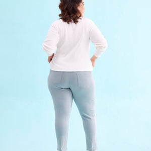 Women Solid Sky Blue Mid Rise Cropped Jeggings