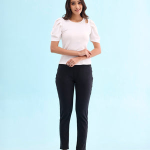 Women Solid Black Mid Rise Ultra Warm Jeggings
