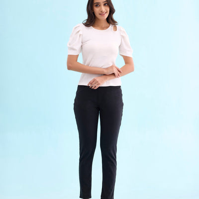 Women Solid Black Mid Rise Ultra Warm Jeggings
