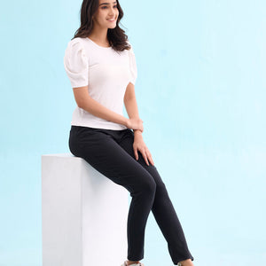 Women Solid Black Mid Rise Ultra Warm Jeggings