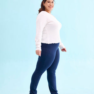 Women Solid Navy Mid Rise Ultra Warm Jeggings
