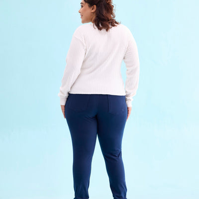 Women Solid Navy Mid Rise Ultra Warm Jeggings