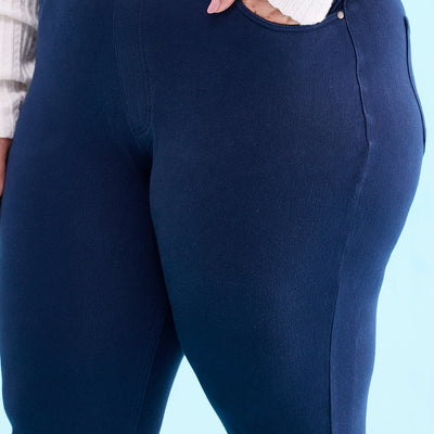 Women Solid Navy Mid Rise Ultra Warm Jeggings