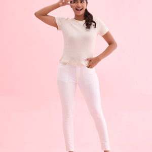 Women Solid White Mid Rise Ultra Warm Jeggings