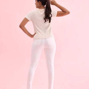 Women Solid White Mid Rise Ultra Warm Jeggings