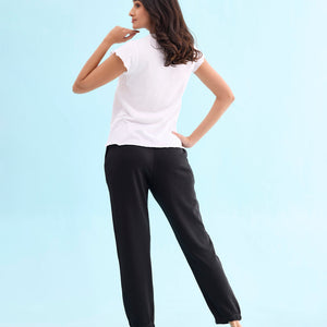 Women Solid Black Mid Rise Ultra Warm Jogger