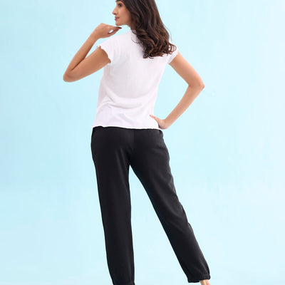Women Solid Black Mid Rise Ultra Warm Jogger