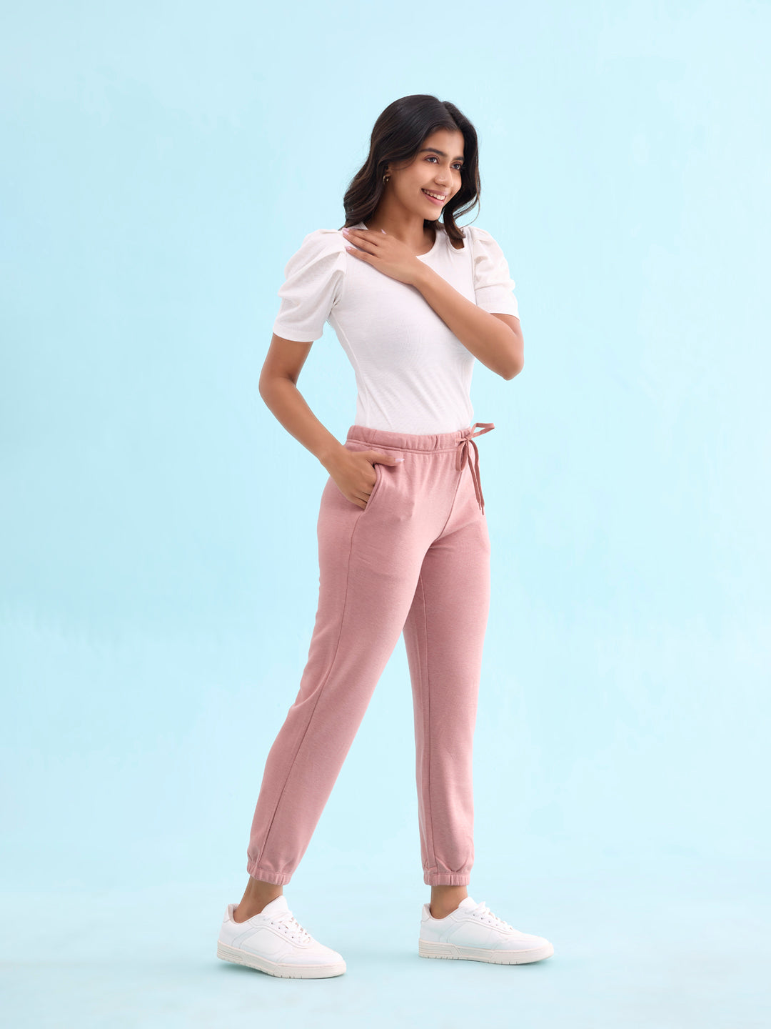 Women Solid Dusty Pink Mid Rise Ultra Warm Jogger