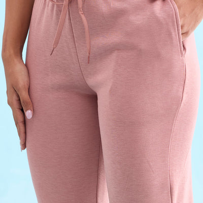 Women Solid Dusty Pink Mid Rise Ultra Warm Jogger