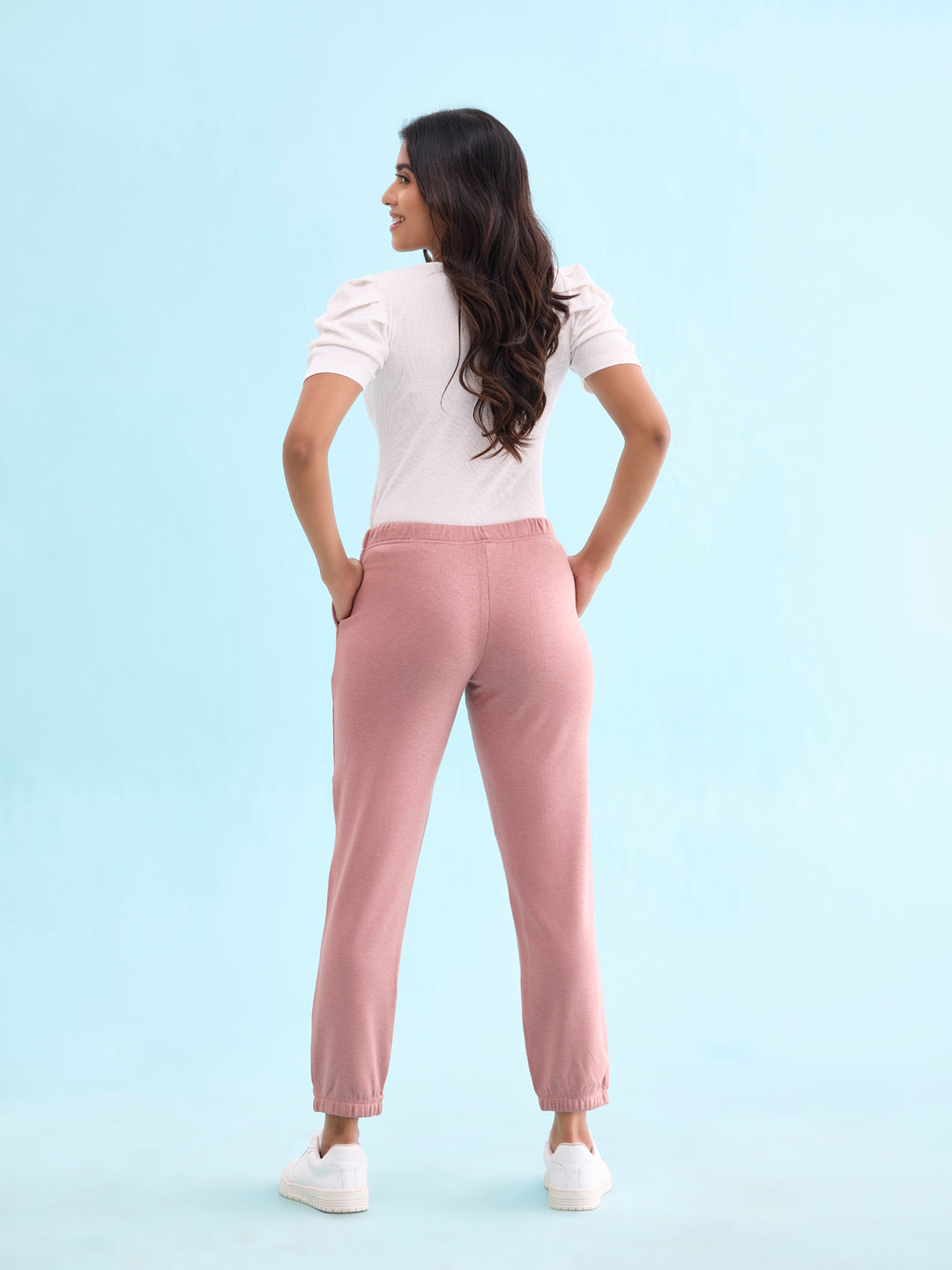 Women Solid Dusty Pink Mid Rise Ultra Warm Jogger