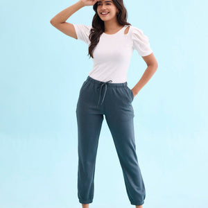 Women Solid Olive Green Mid Rise Ultra Warm Jogger