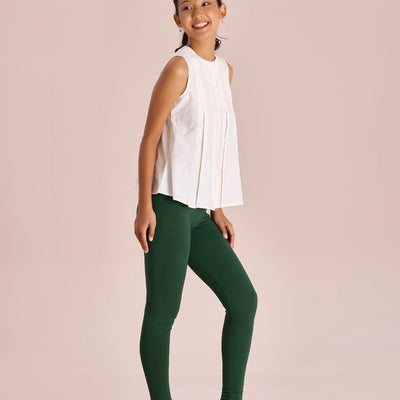 Women Solid Golf Green Ankle Length Leggings