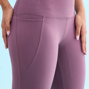 Women Solid Purple Nylon Fitness Tights