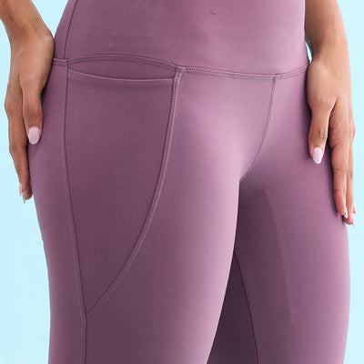 Women Solid Purple Nylon Fitness Tights