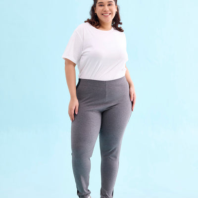 Women Antra Melange Cotton Side Stripe Active Leggings