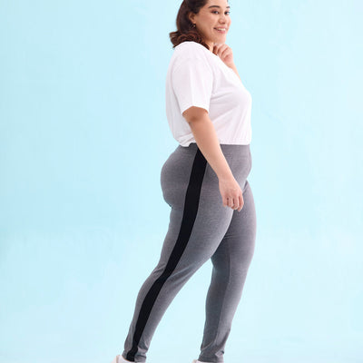 Women Antra Melange Cotton Side Stripe Active Leggings