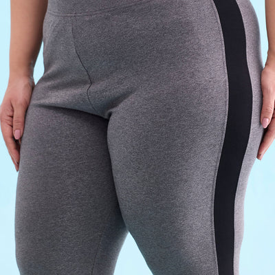 Women Antra Melange Cotton Side Stripe Active Leggings