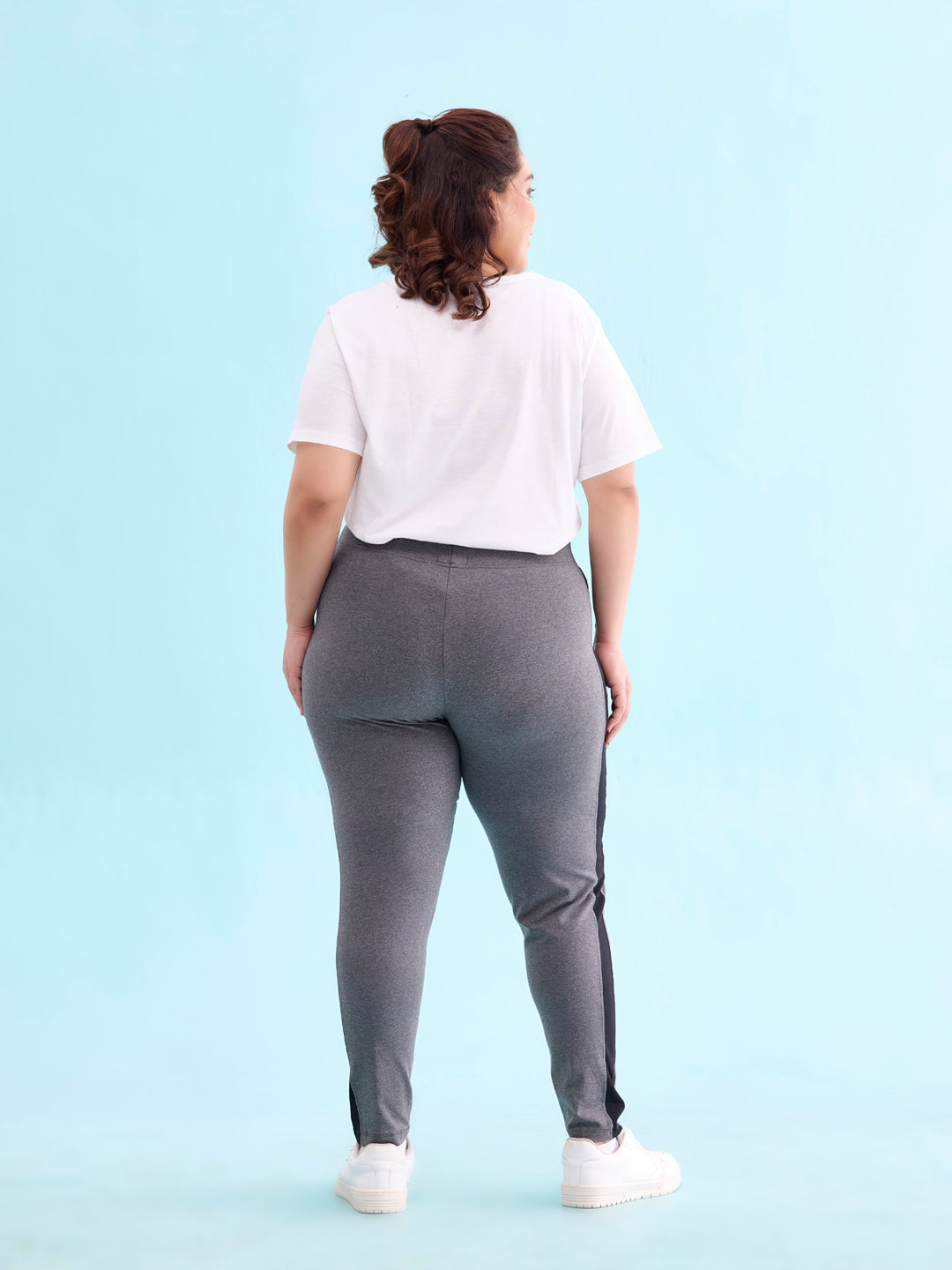 Women Antra Melange Cotton Side Stripe Active Leggings