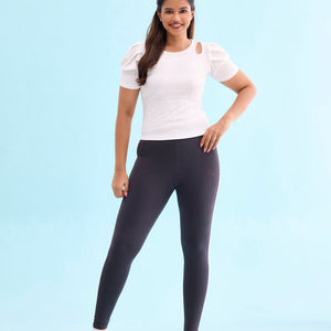 Women Solid Grey Stripe Active Leggings