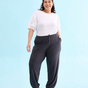 Women Solid Antra Melanges Mid Rise Casual Joggers