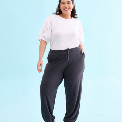 Women Solid Antra Melanges Mid Rise Casual Joggers