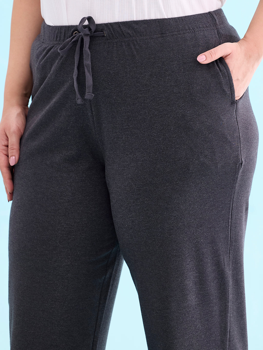Women Solid Antra Melanges Mid Rise Casual Joggers