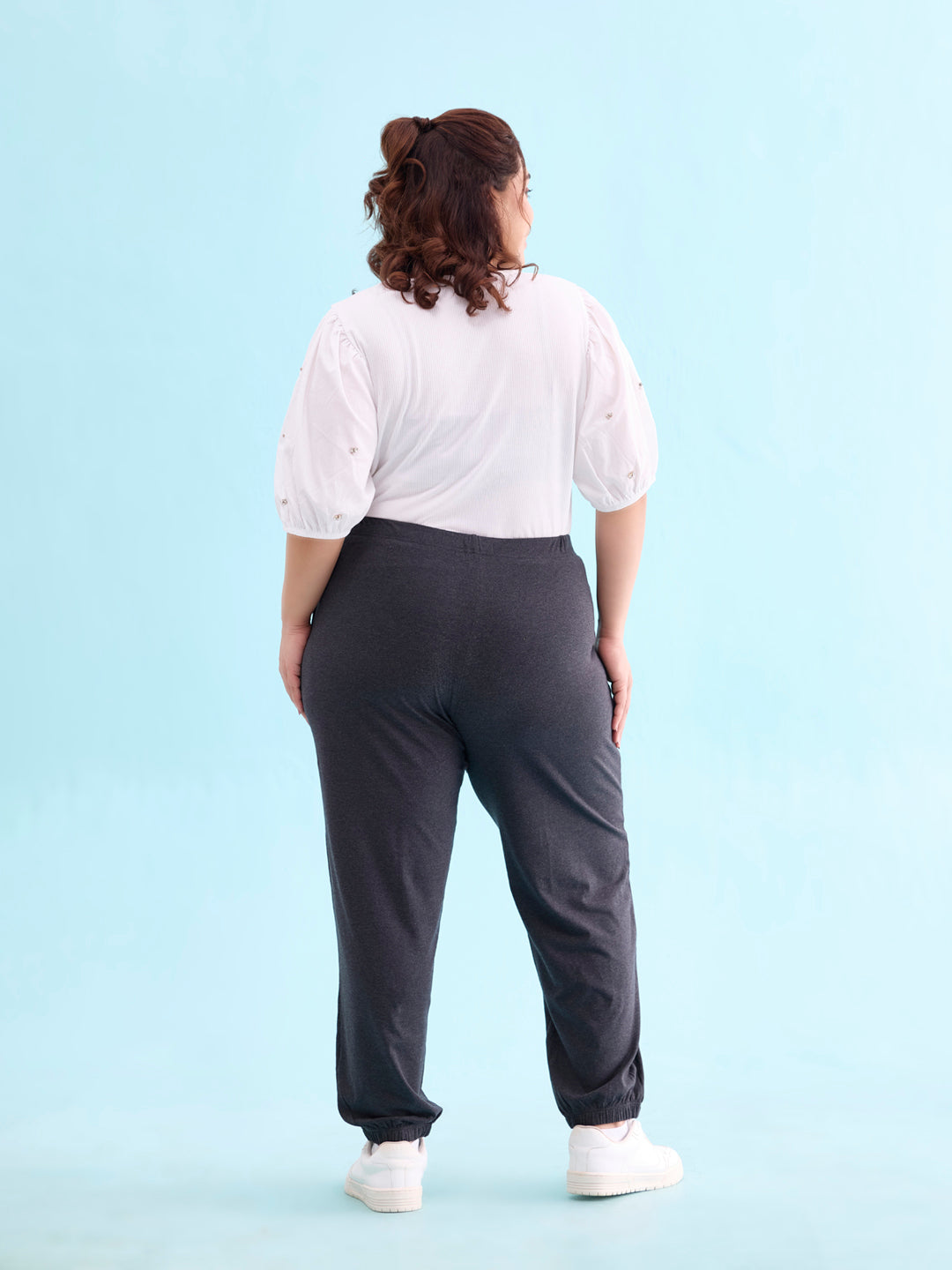 Women Solid Antra Melanges Mid Rise Casual Joggers