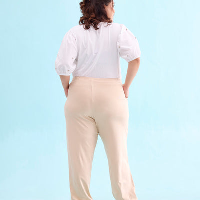 Women Solid Light Beige Mid Rise Casual Joggers