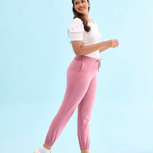 Women Solid Mauve Mid Rise Casual Joggers