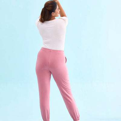 Women Solid Mauve Mid Rise Casual Joggers