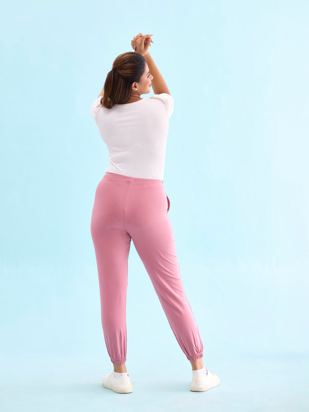Women Solid Mauve Mid Rise Casual Joggers