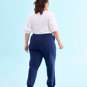 Women Solid Navy Mid Rise Cotton Casual Joggers