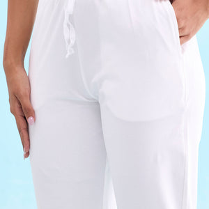 Women Solid White Mid Rise Casual Joggers